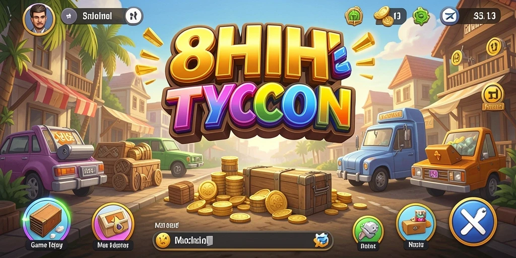 Tampilan gameplay 8HHH yang menampilkan dunia Tycoon yang dinamis.