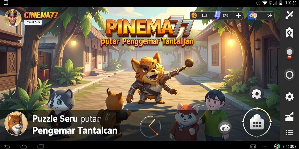 Screenshot yang menampilkan gameplay menantang dari CINEMA77.