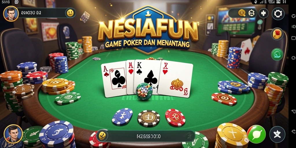 Tampilan gameplay seru dalam NESIAFUN untuk pengalaman Poker maksimal.