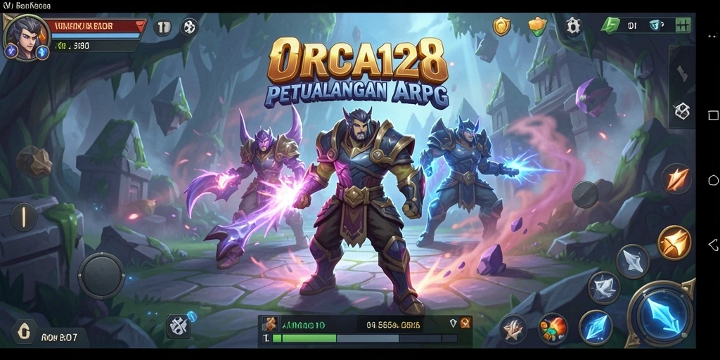 Menampilkan aksi pertarungan epik dalam gameplay ORCA128.