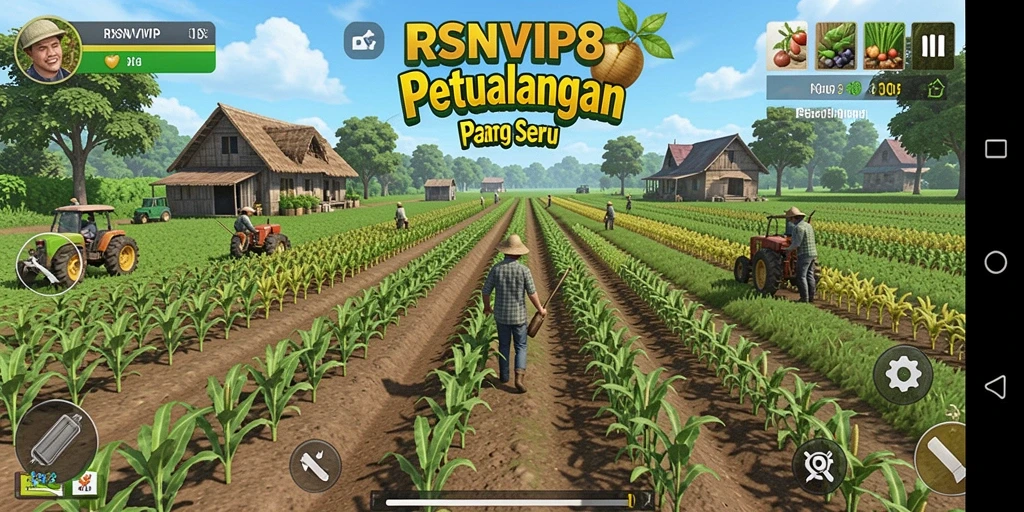 Screenshot gameplay RSNVIP8 menunjukkan momen seru saat bertani.
