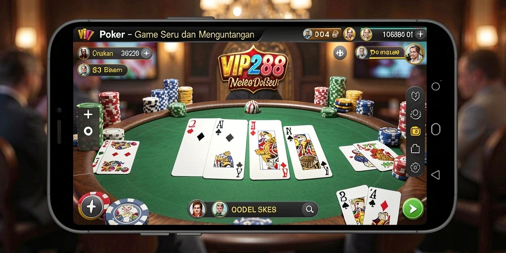 Tampilan seru gameplay poker di VIP288 yang mengasyikkan.